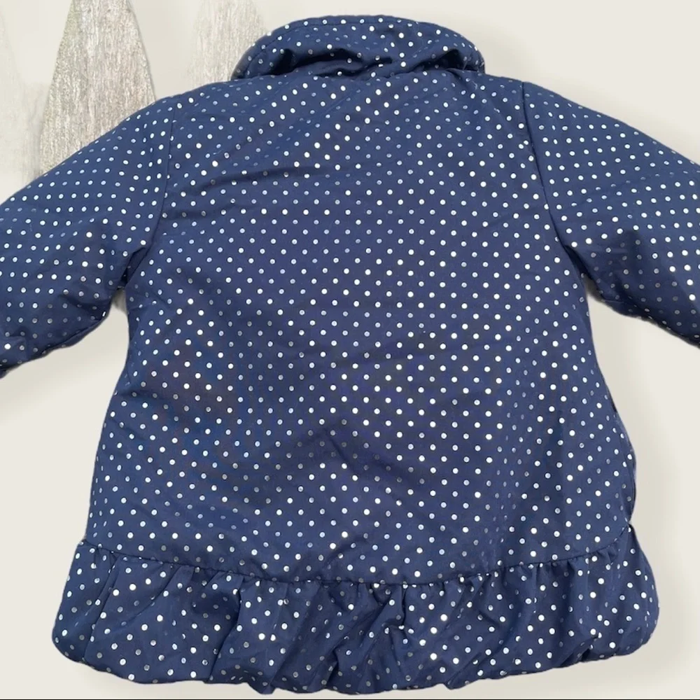 Penelope Mack girls navy blue polka dot jacket